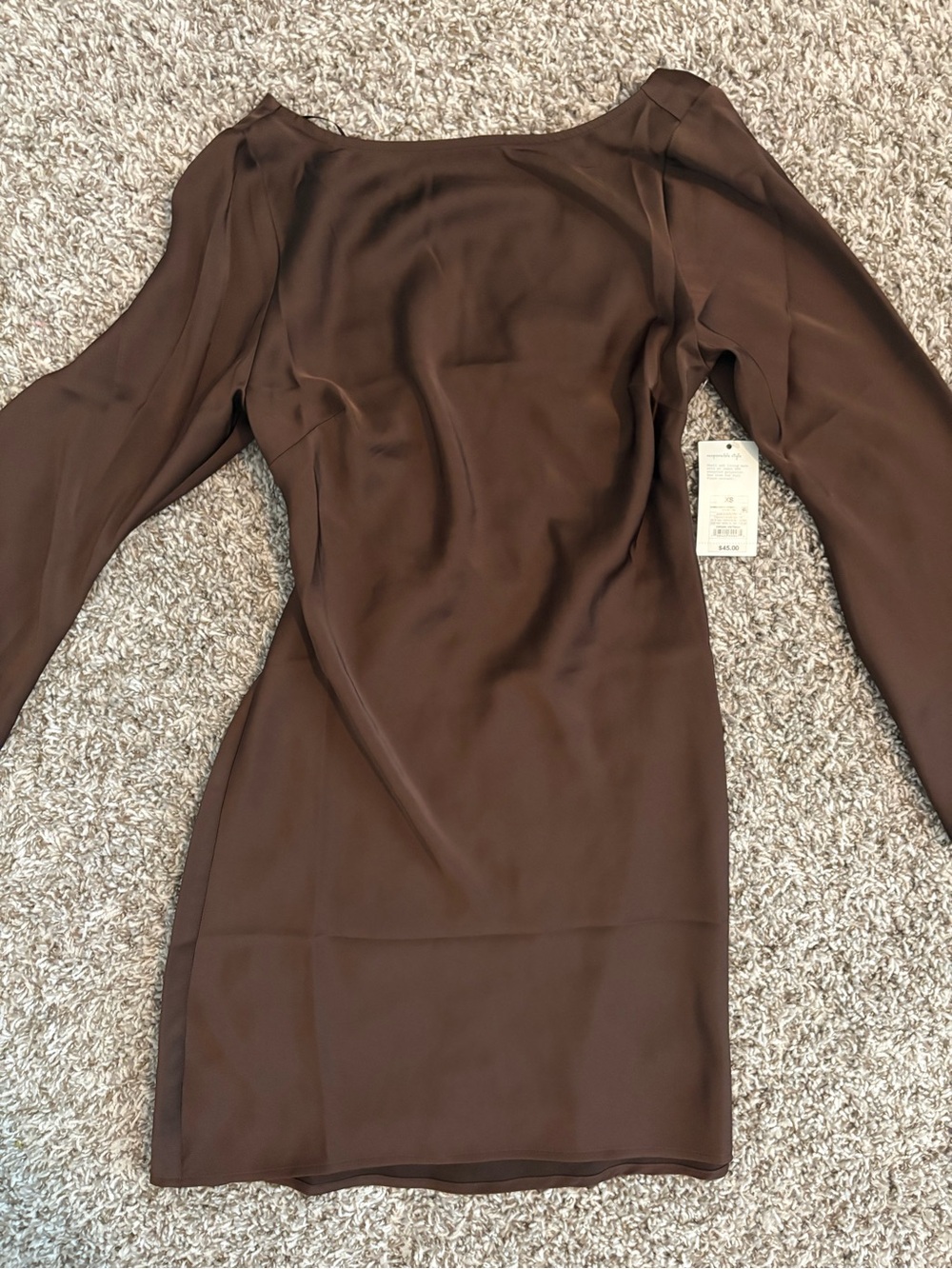 a new day Chocolate Brown Long-Sleeve Bodycon Mini Dress
